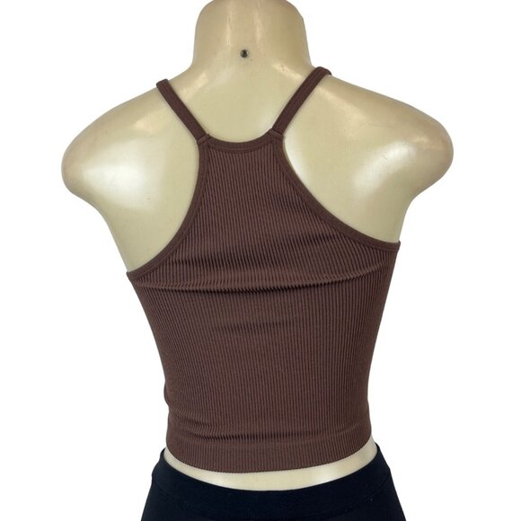 Adodos Ribbed Brown Racerback Tank Top Sz XS/S - Picture 3 of 5